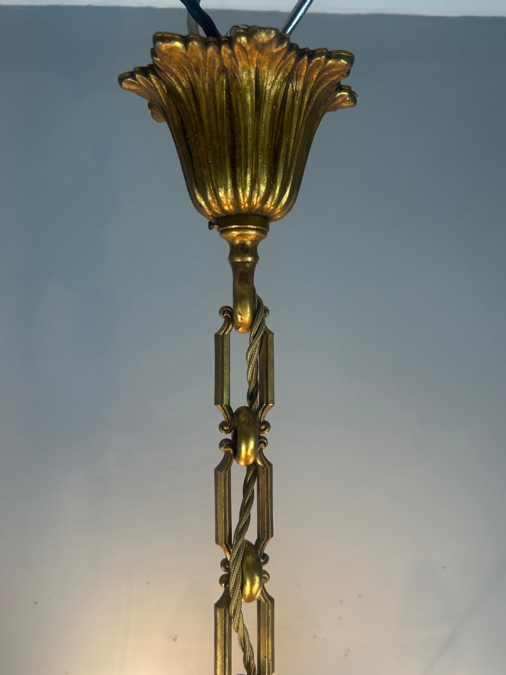 French Gilded Bronze 4 Light Antique Chandelier View II