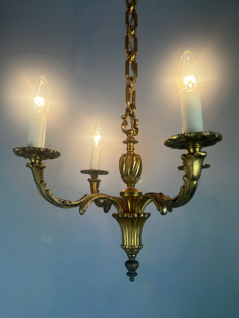 French Gilded Bronze 4 Light Antique Chandelier View III