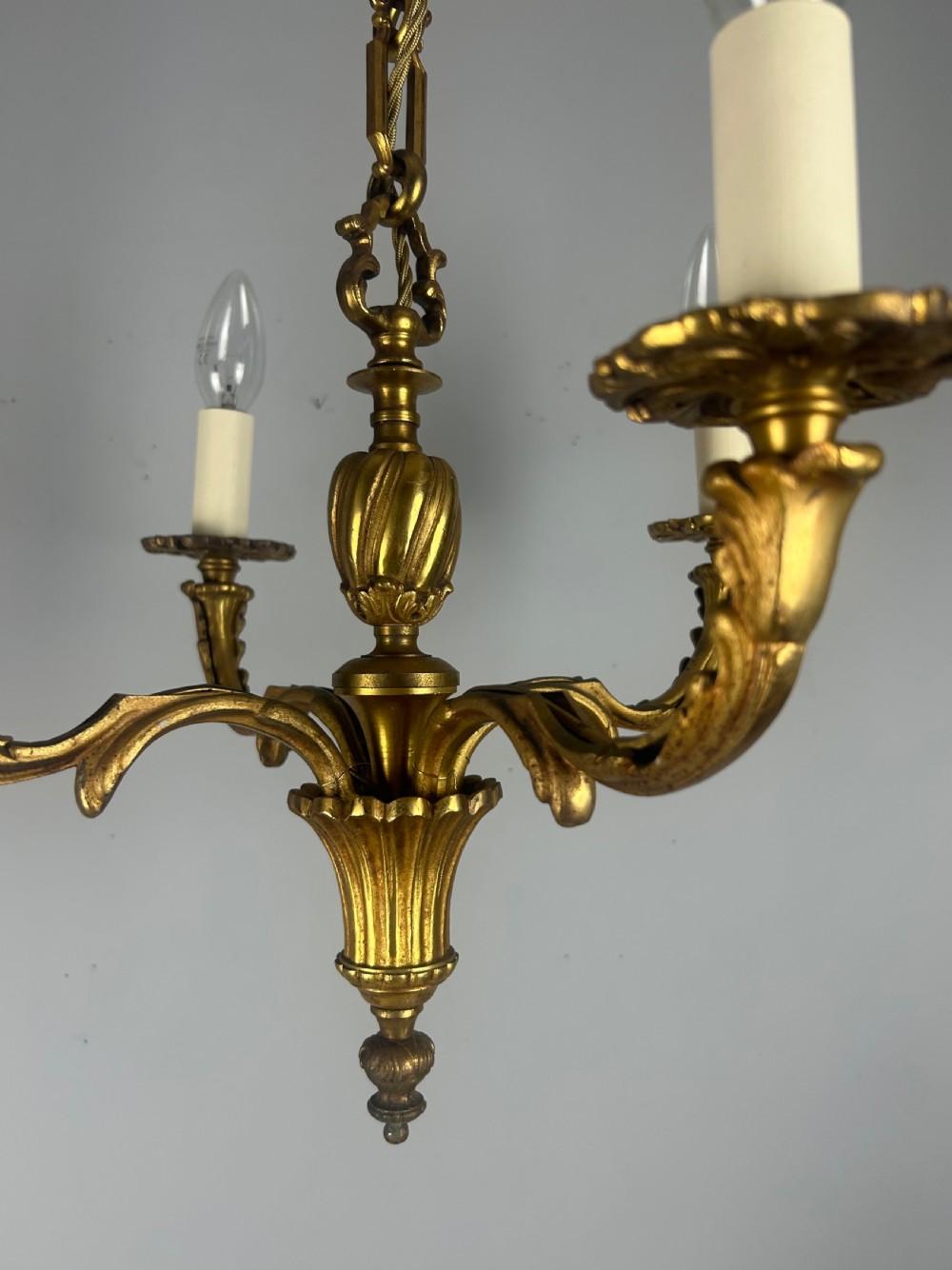 French Gilded Bronze 4 Light Antique Chandelier View VIII