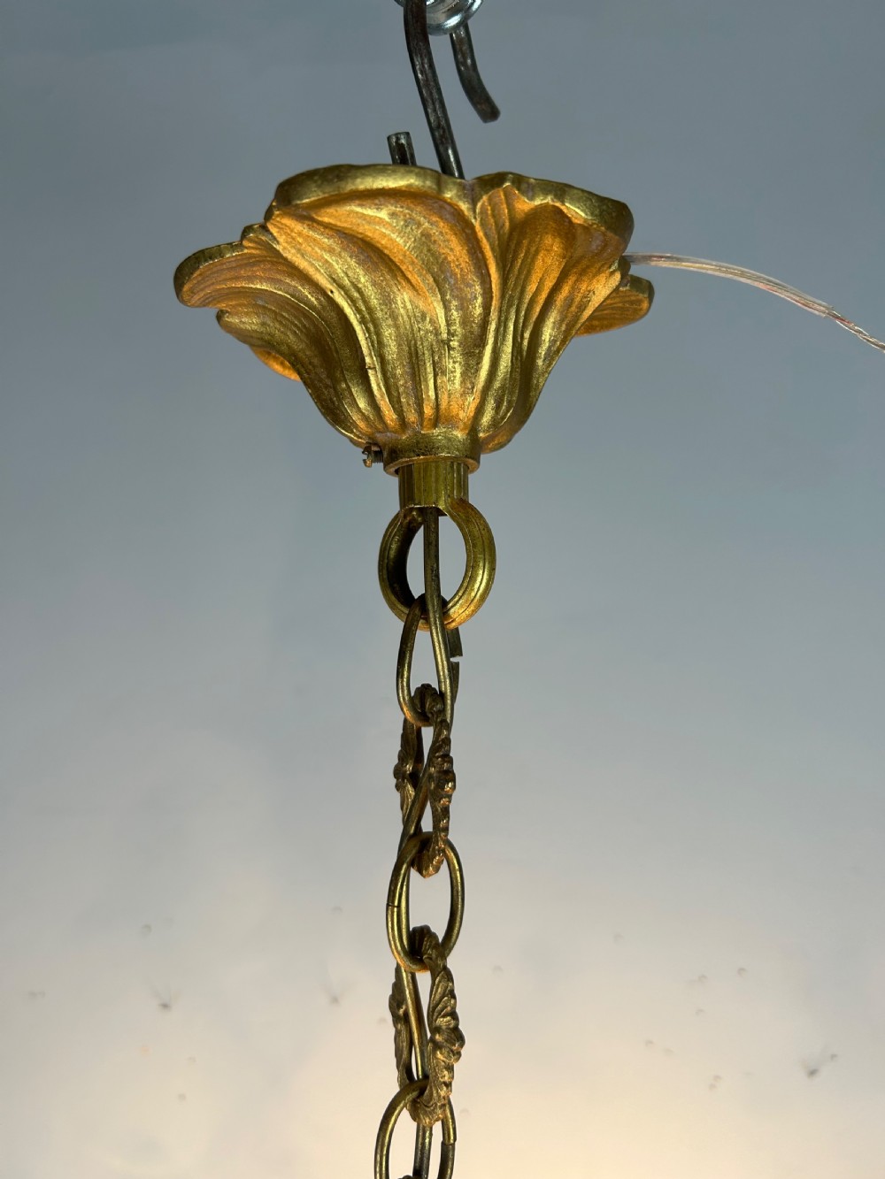 French Gilt Brass 5 Light Chandelier, Ceiling Light View IV