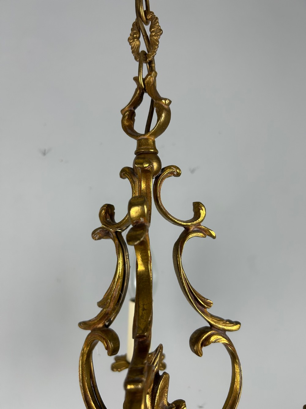 French Gilt Brass 5 Light Chandelier, Ceiling Light View XI