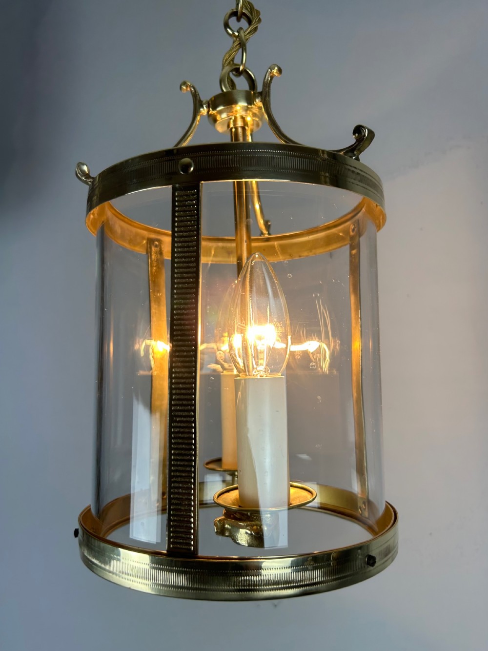 French Polished Brass Twin Light Lantern View V