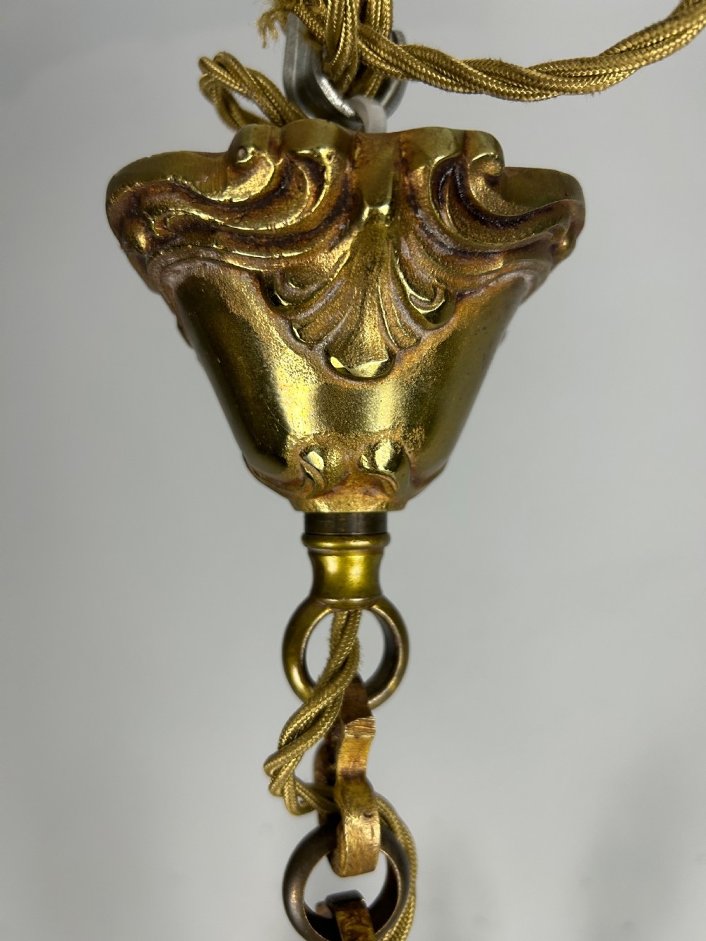 French Gilded & Crystal 6 Light Chandelier View V