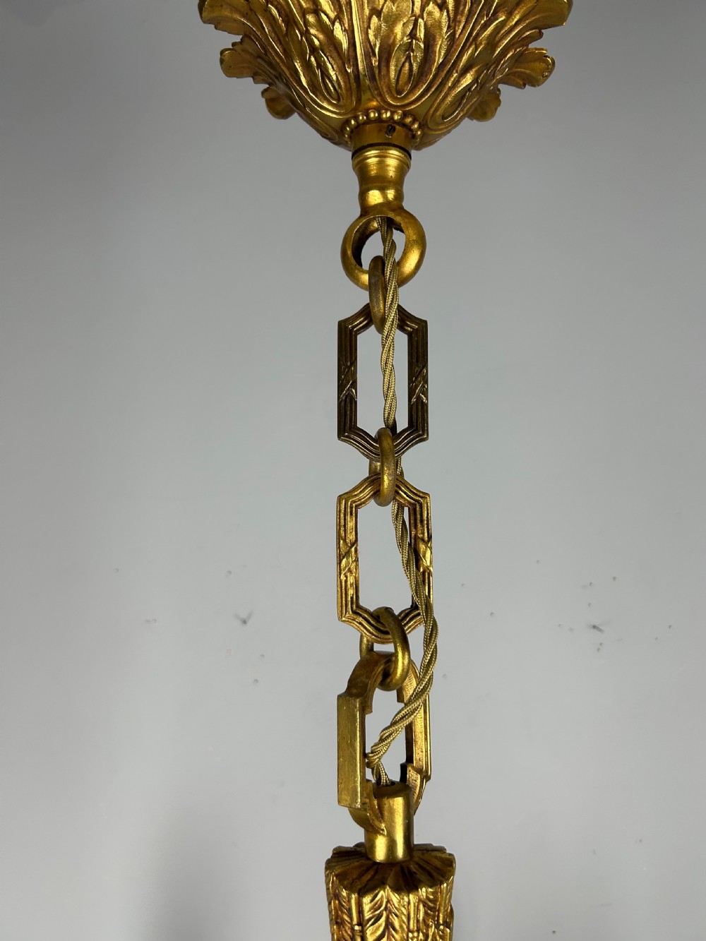 French Gilded Bronze 6 Light Antique Empire Chandelier View X