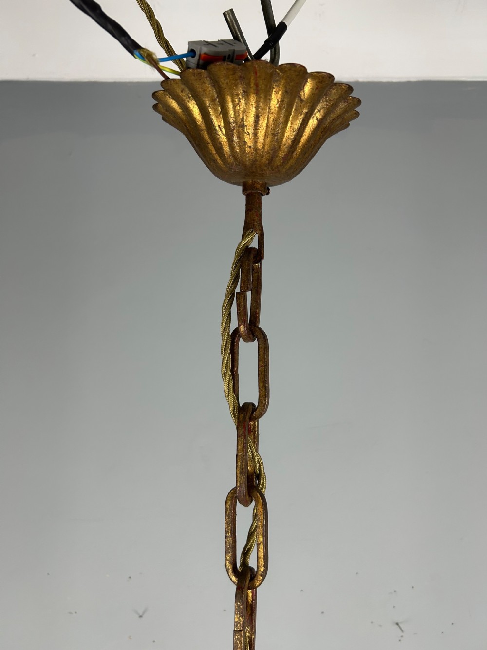 French 5 Light Wheat Sheaf Gilt Branch Chandelier , Ceiling Light, Rewired View IV