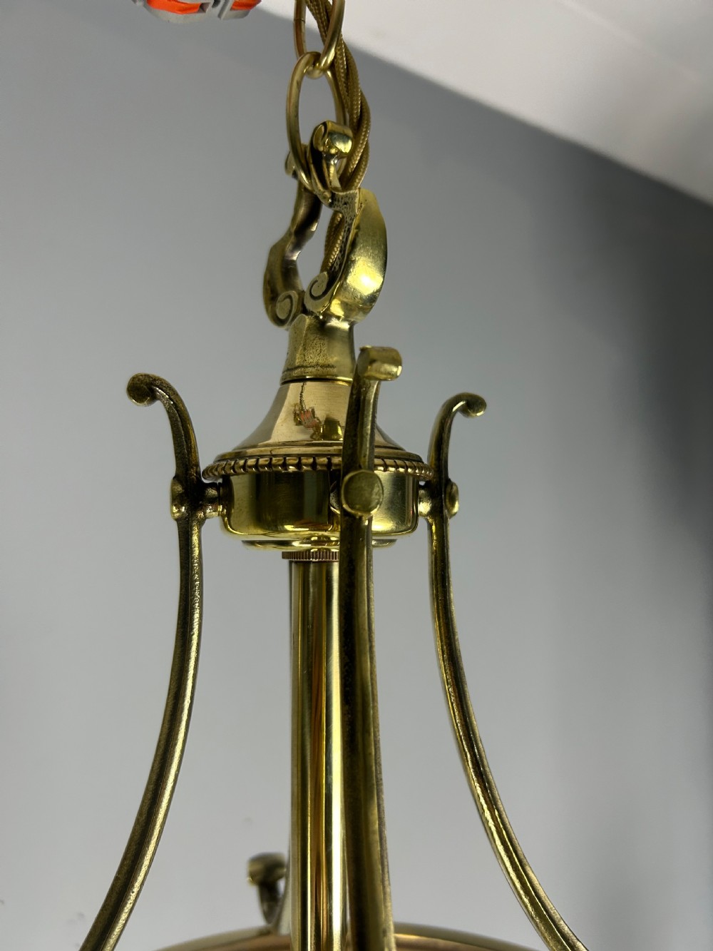 Large French Polished Brass Triple Light Lantern View IV