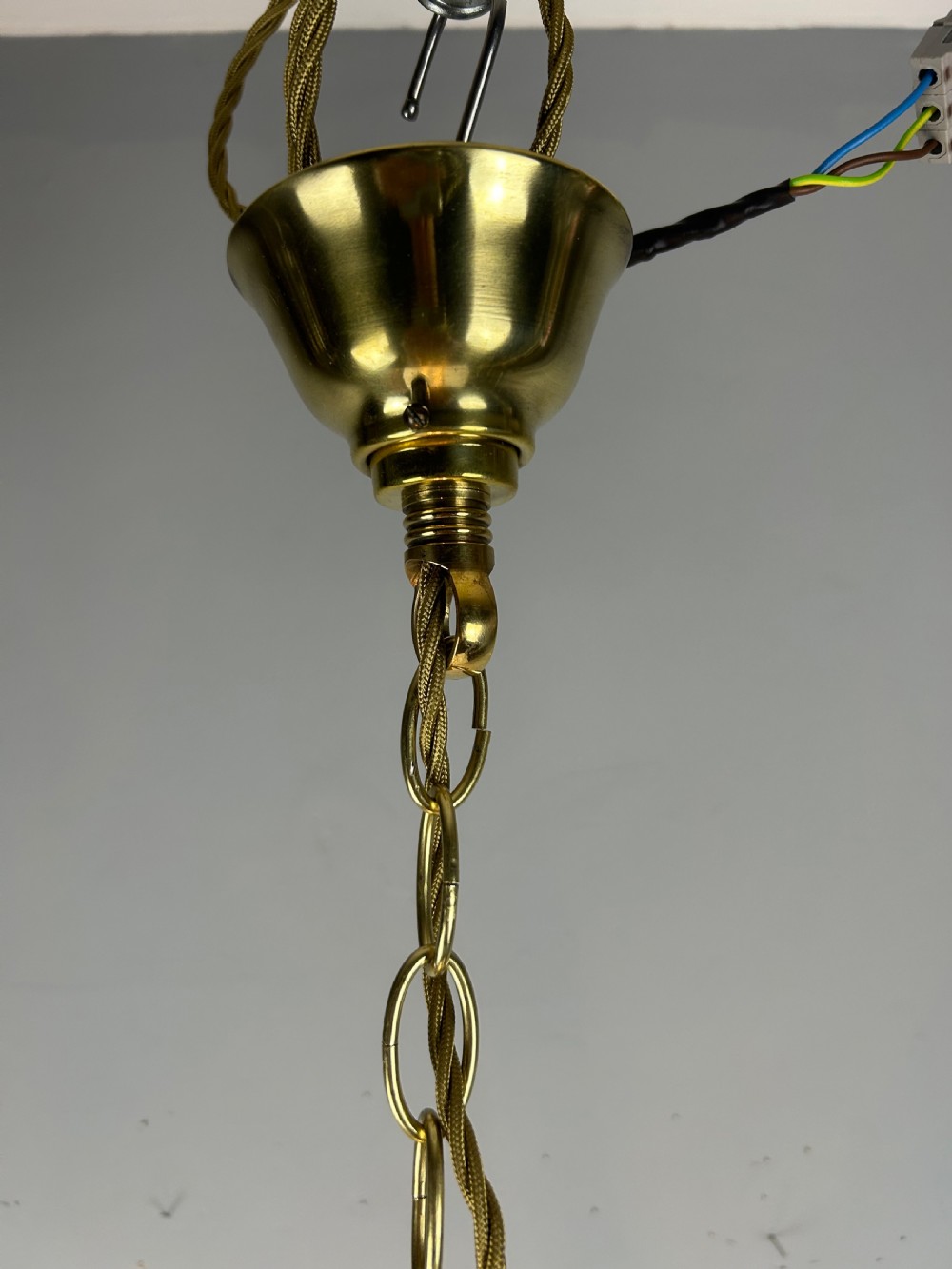 Large French Polished Brass Triple Light Lantern View IX