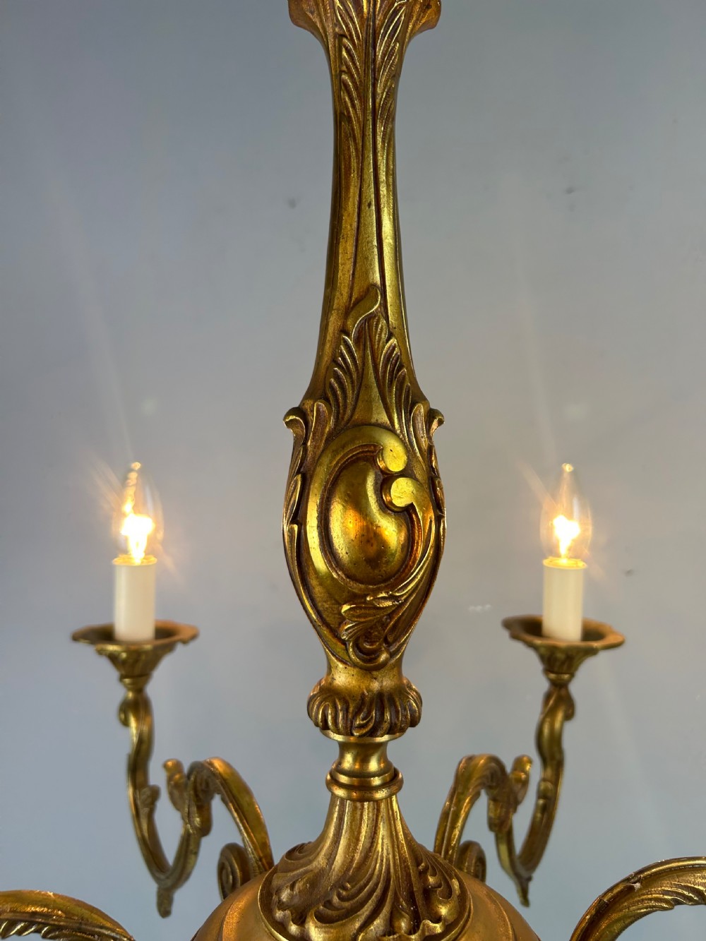 French Gilded Bronze 6 Light Antique Chandelier View II
