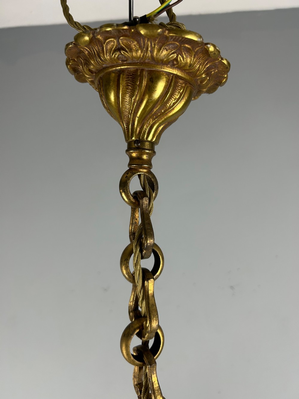 French Gilded Bronze 6 Light Antique Chandelier View VI