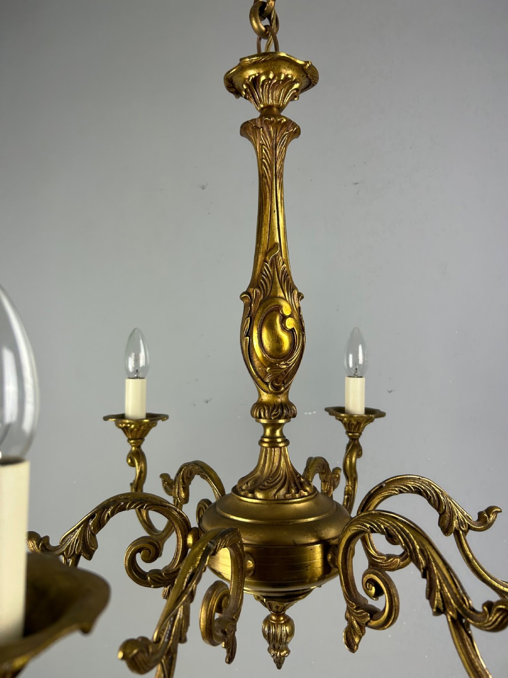 French Gilded Bronze 6 Light Antique Chandelier View VIII