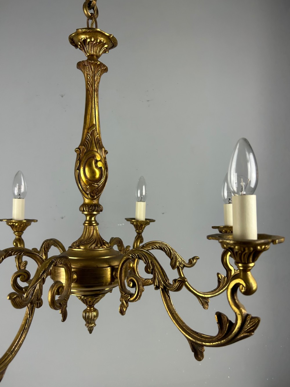 French Gilded Bronze 6 Light Antique Chandelier View IX