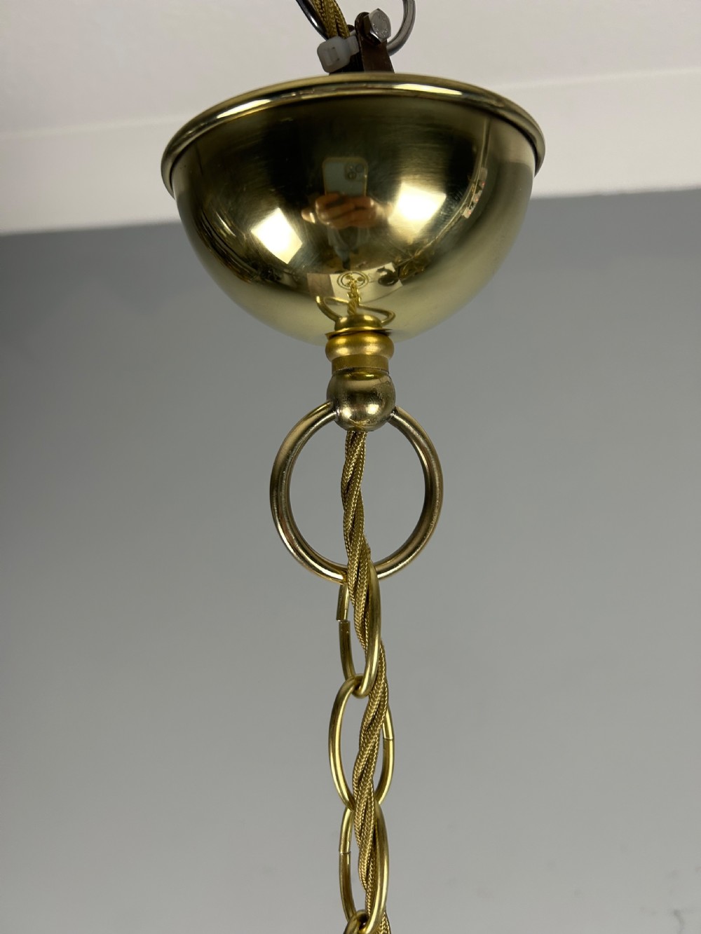 Large French Polished Brass Triple Light Lantern View IV