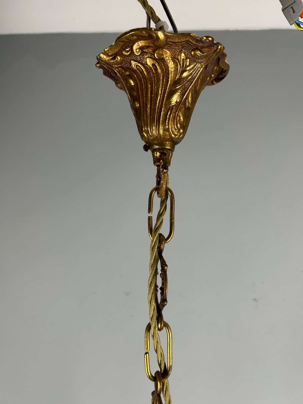 French Gilded Bronze 6 Light Antique Chandelier View IV