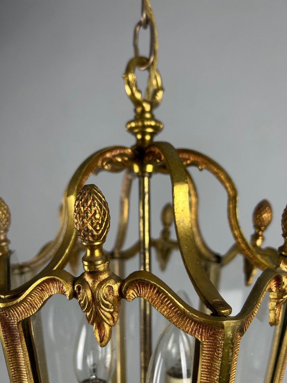 French Hexagonal Gilt Brass Antique Lantern View IX
