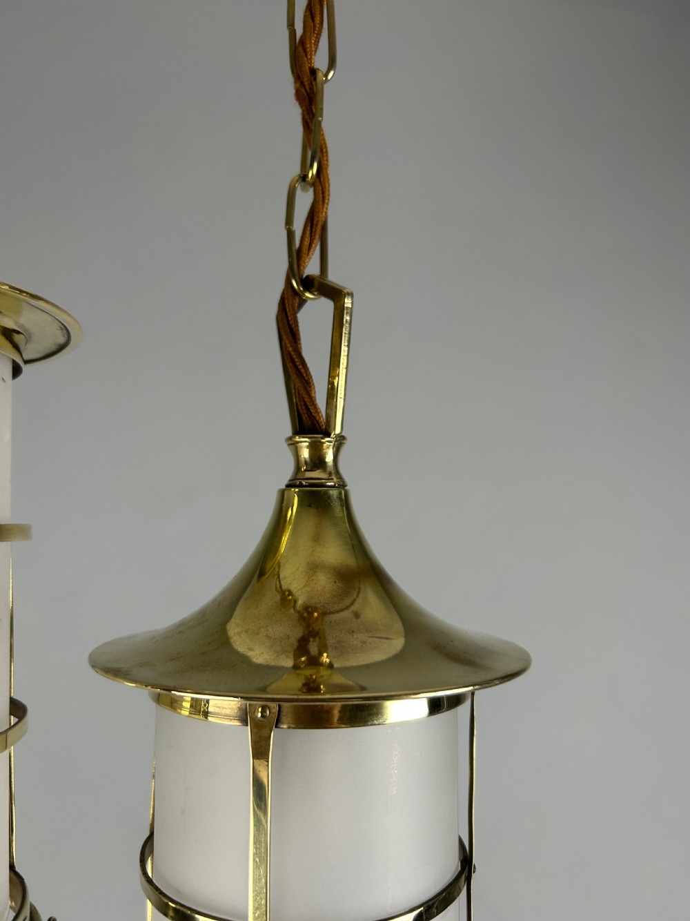 Small Pair of English Polished Brass Lanterns, Rewired  View VI