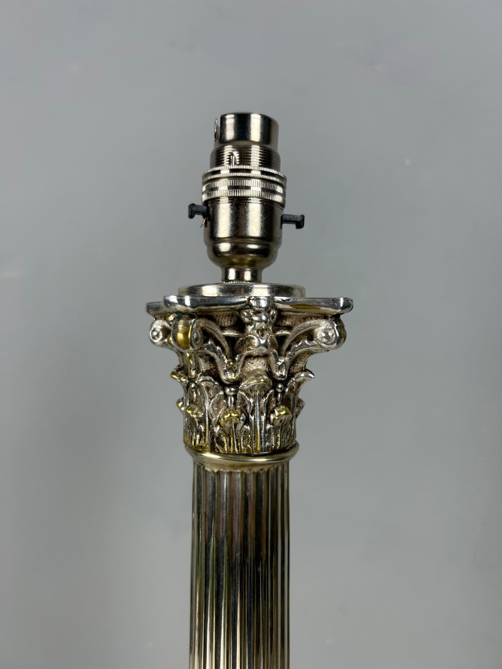 Mappin & Webb Silver Plated Corinthian Column Table Lamp, Rewired and PAT tested  View IV