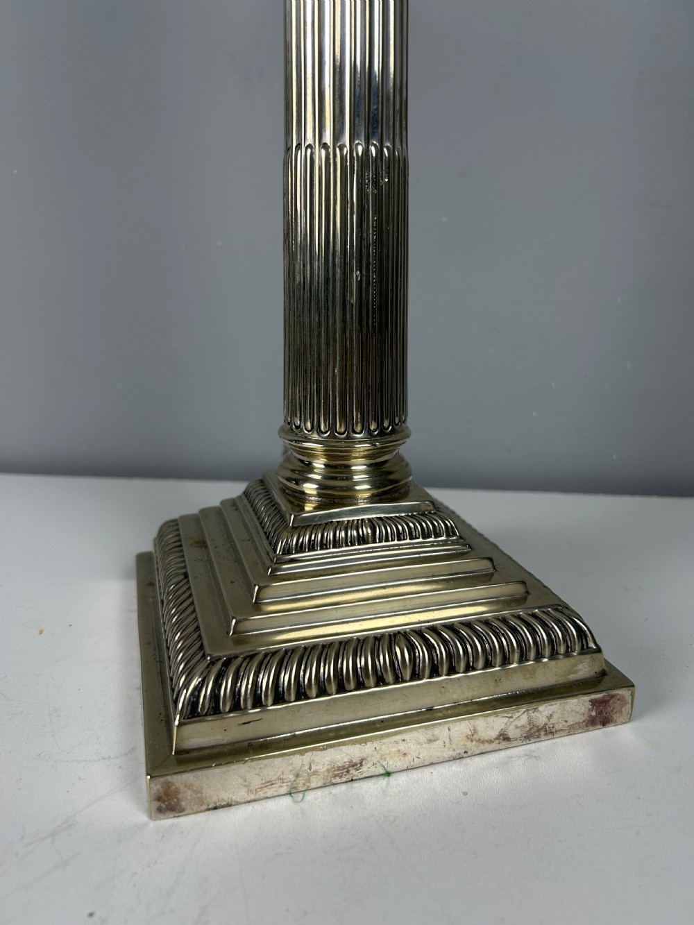 Mappin & Webb Silver Plated Corinthian Column Table Lamp, Rewired and PAT tested  View V
