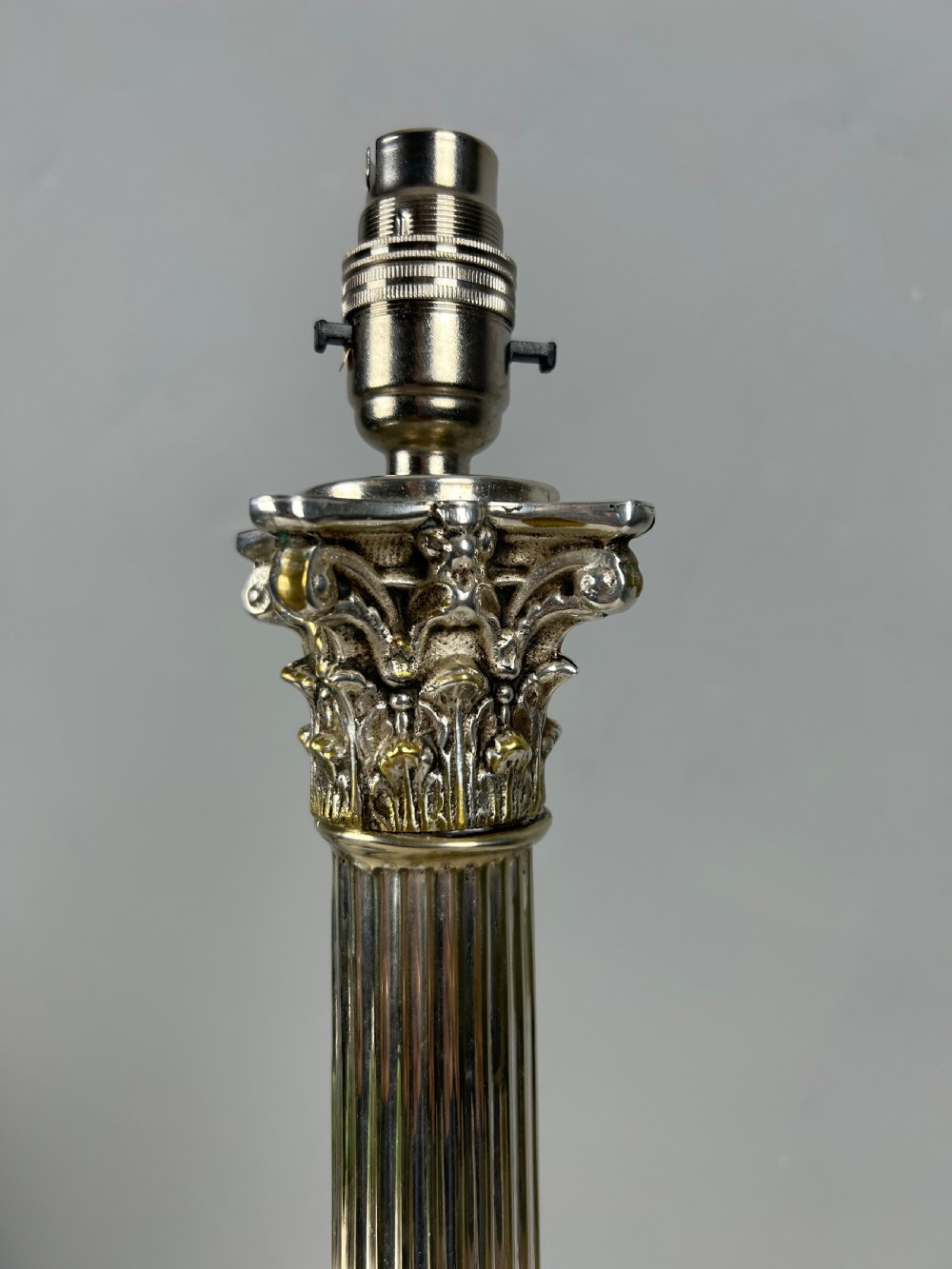 Mappin & Webb Silver Plated Corinthian Column Table Lamp, Rewired and PAT tested  View VI