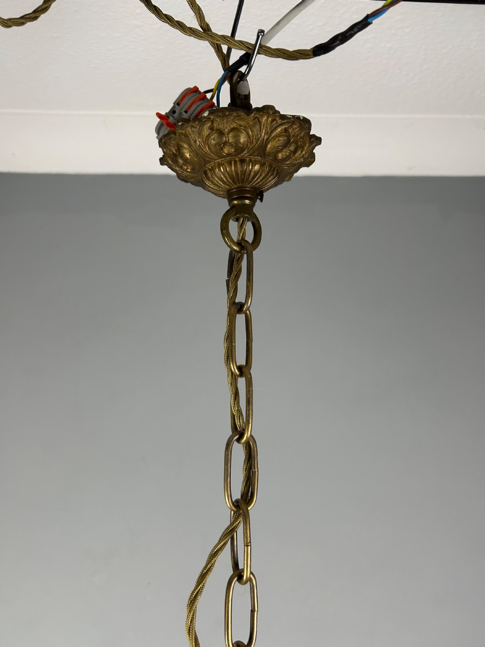 French Hexagonal Gilt Brass Antique Lantern View VIII