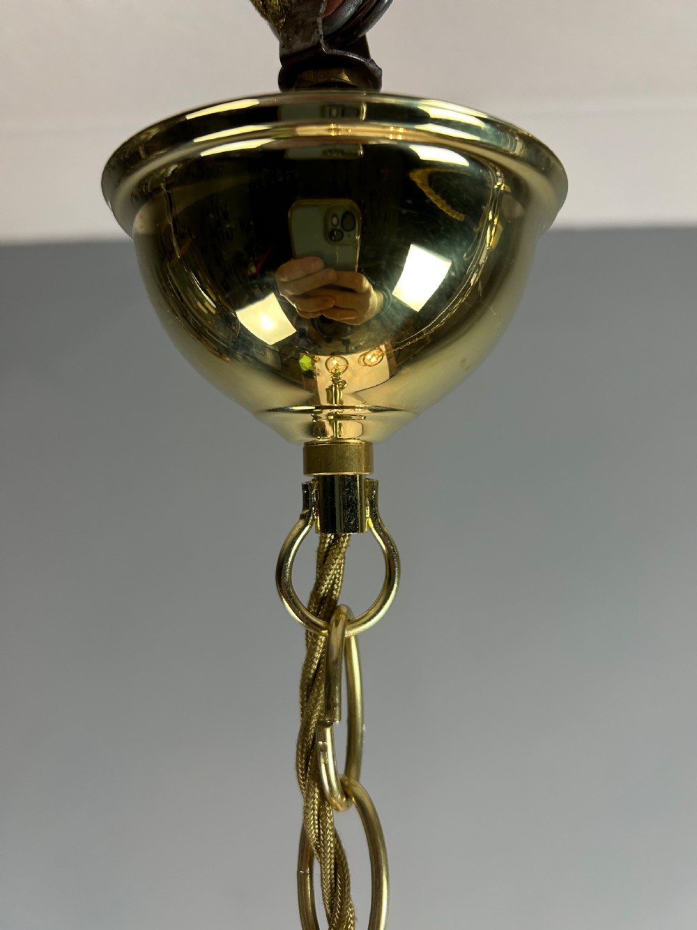 Pair of French Gilded Brass Twin Light Hall Lanterns, Rewired View IX