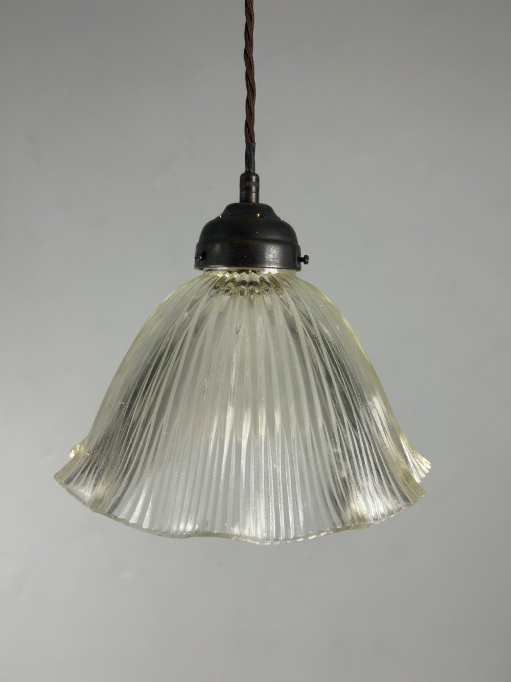 Holophane Style Pendant Ceiling Light, Rewired 