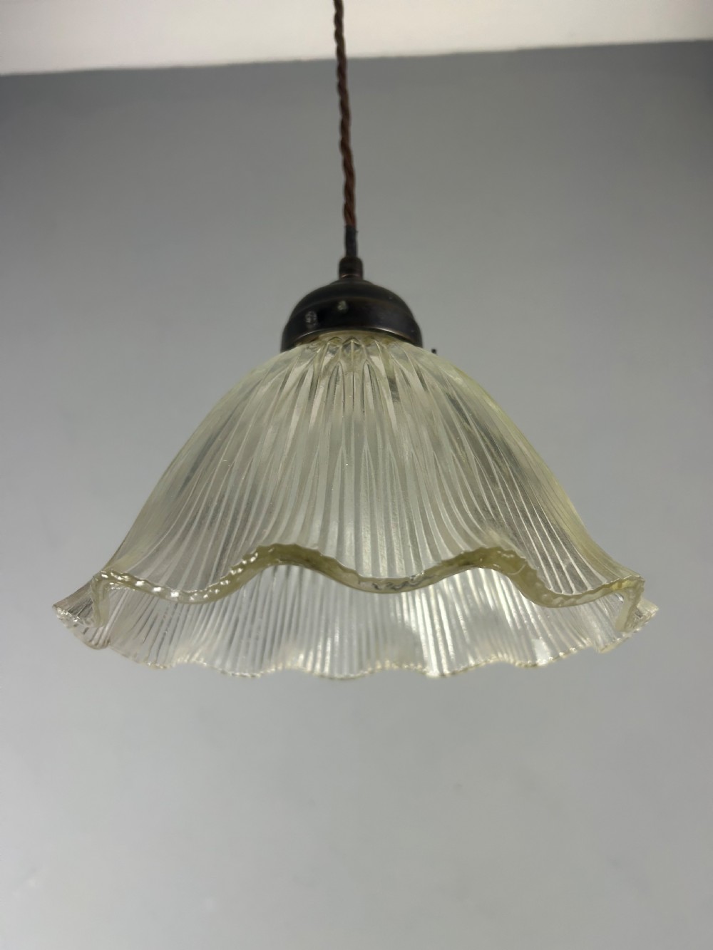 Holophane Style Pendant Ceiling Light, Rewired  View II