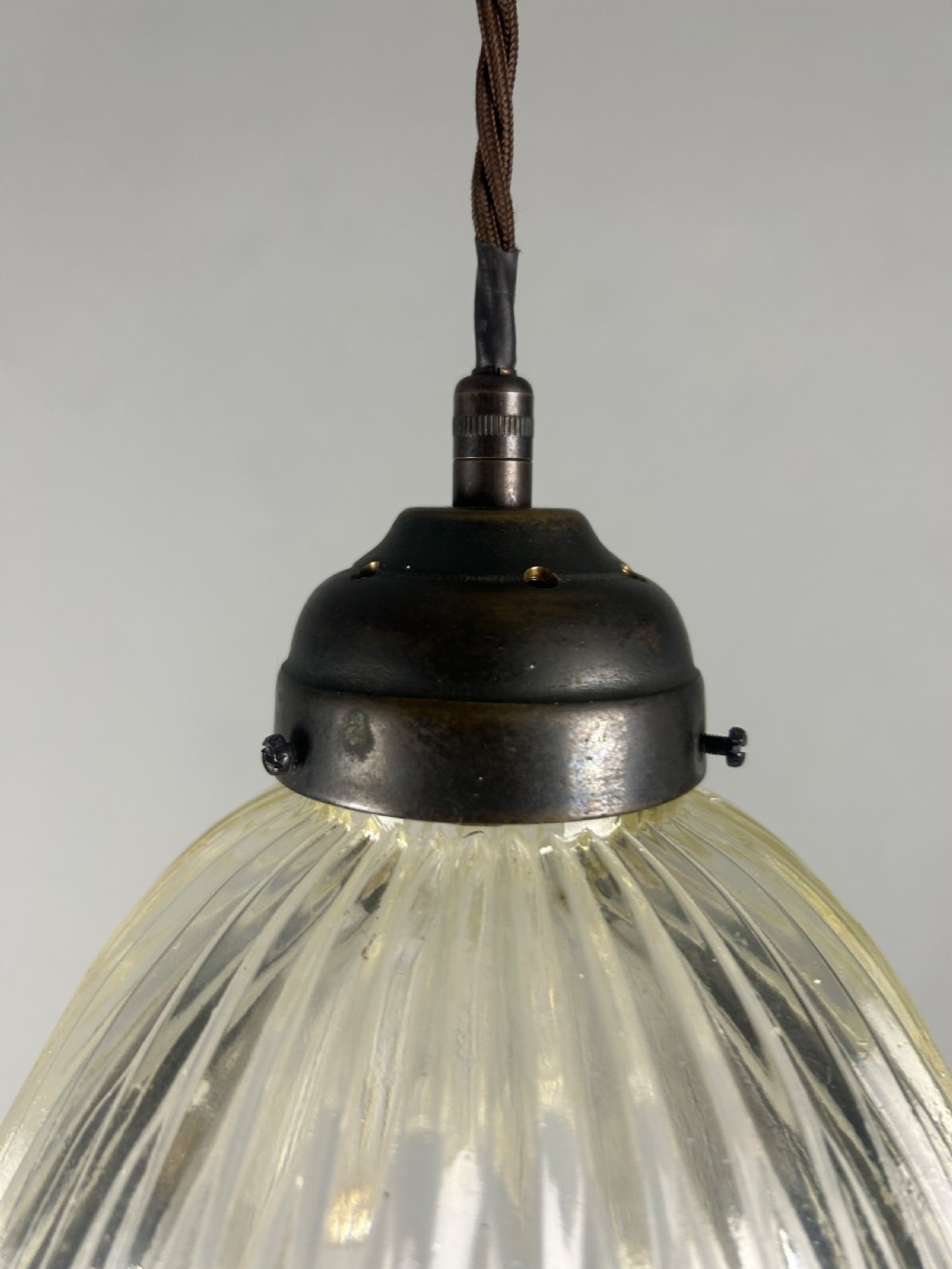Holophane Style Pendant Ceiling Light, Rewired  View V