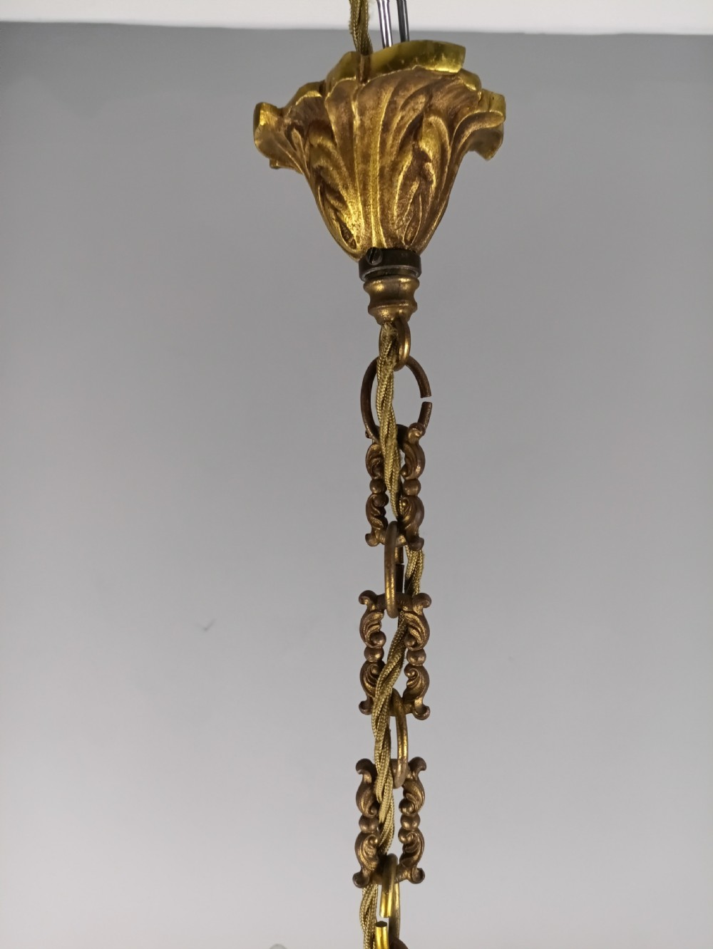 French Gilded & Crystal 4 Light Chandelier View XI