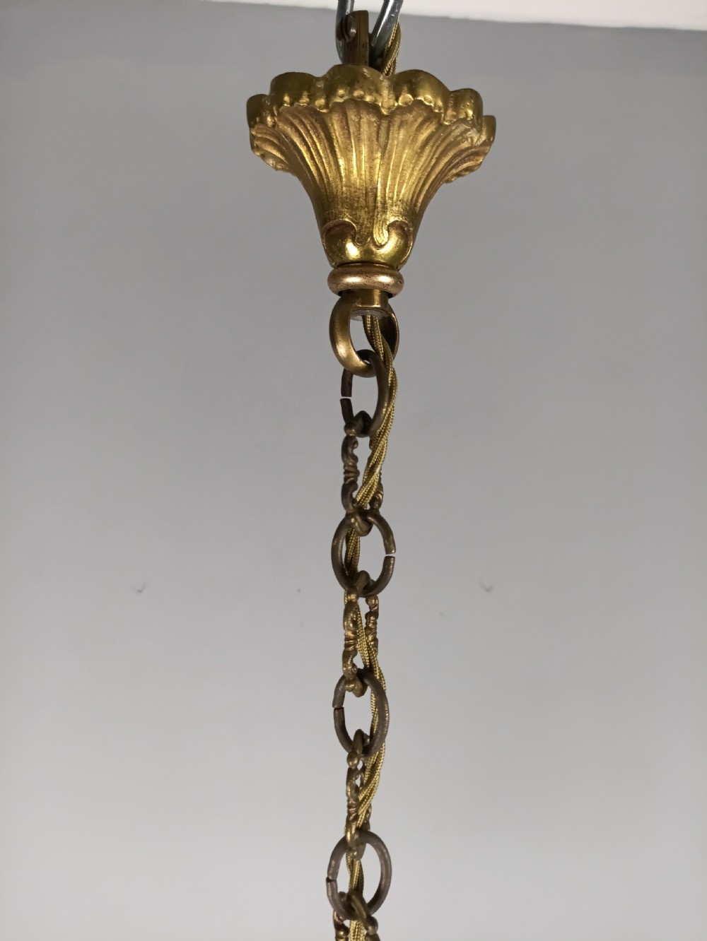 French Gilded Brass 4 Light Chandelier with Glass Icicles  View VII