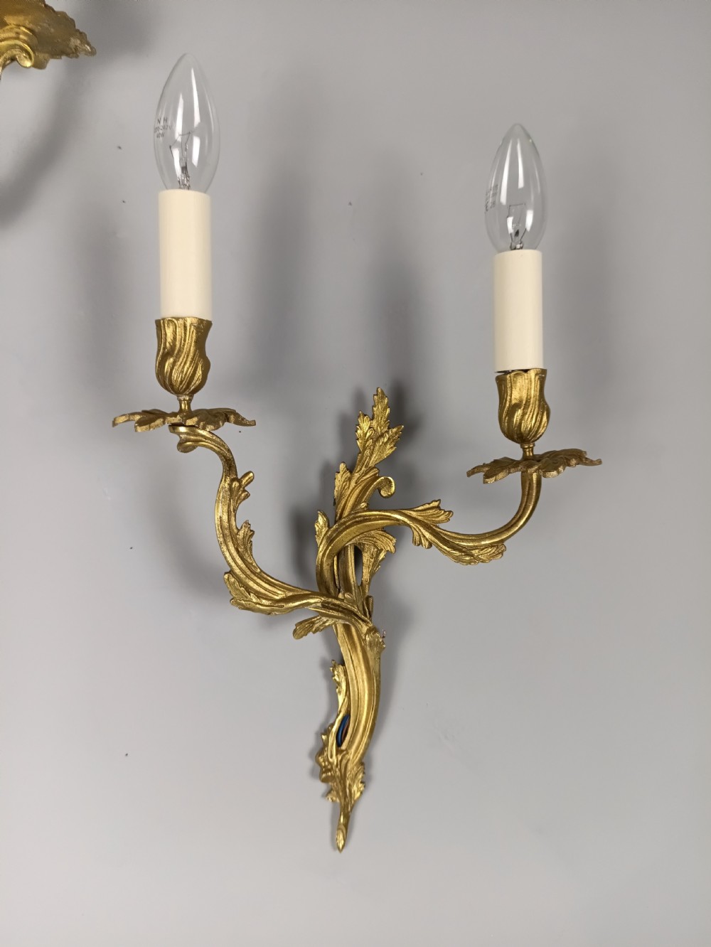 Pair of French Gilt Brass Antique Wall Lights  View III