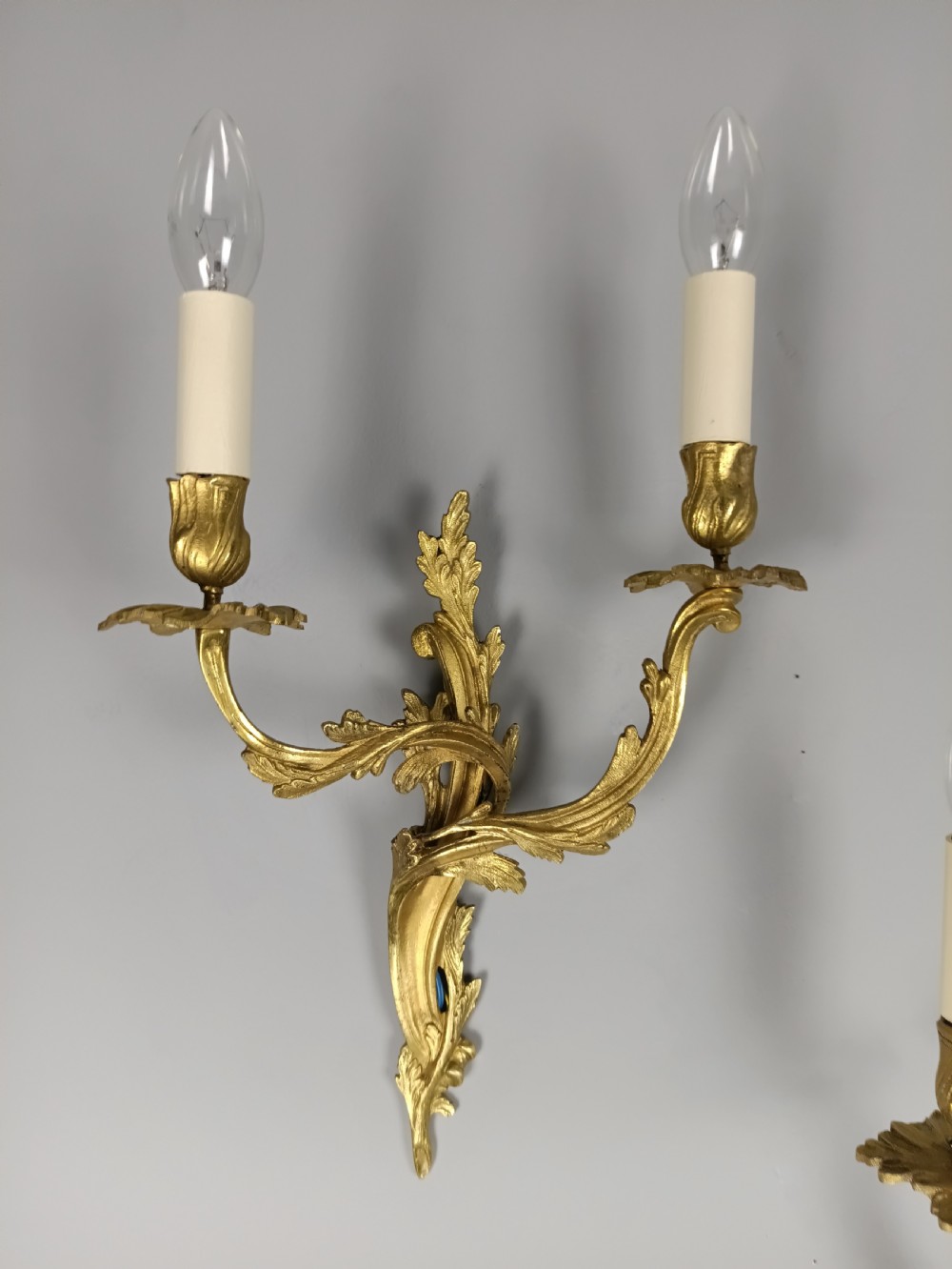 Pair of French Gilt Brass Antique Wall Lights  View IV