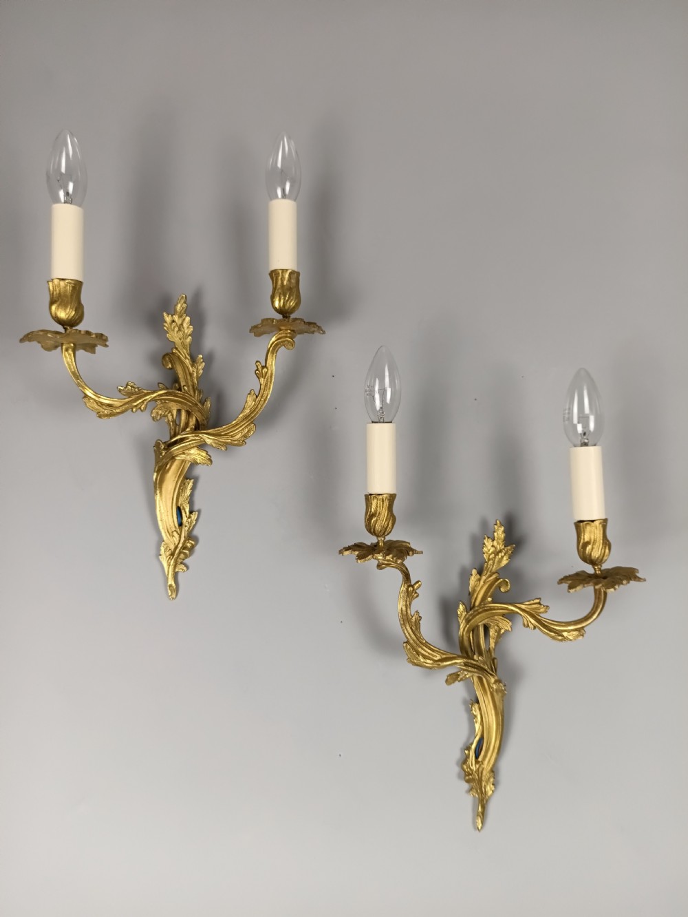 Pair of French Gilt Brass Antique Wall Lights  View VI