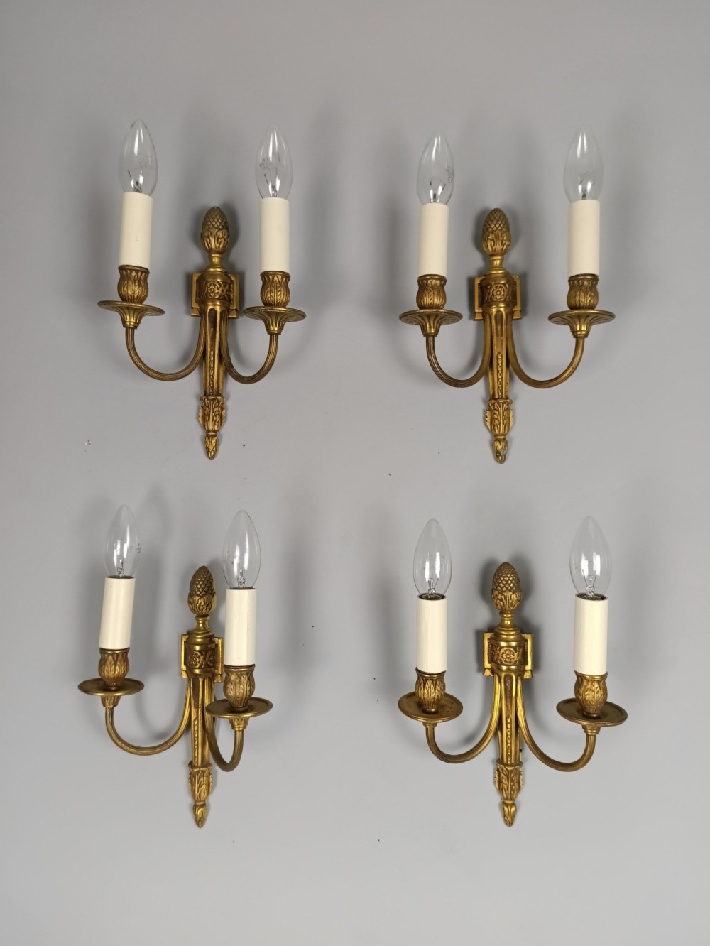 Set Of 4 French Gilded Twin Arm Antique Wall Lights View IV