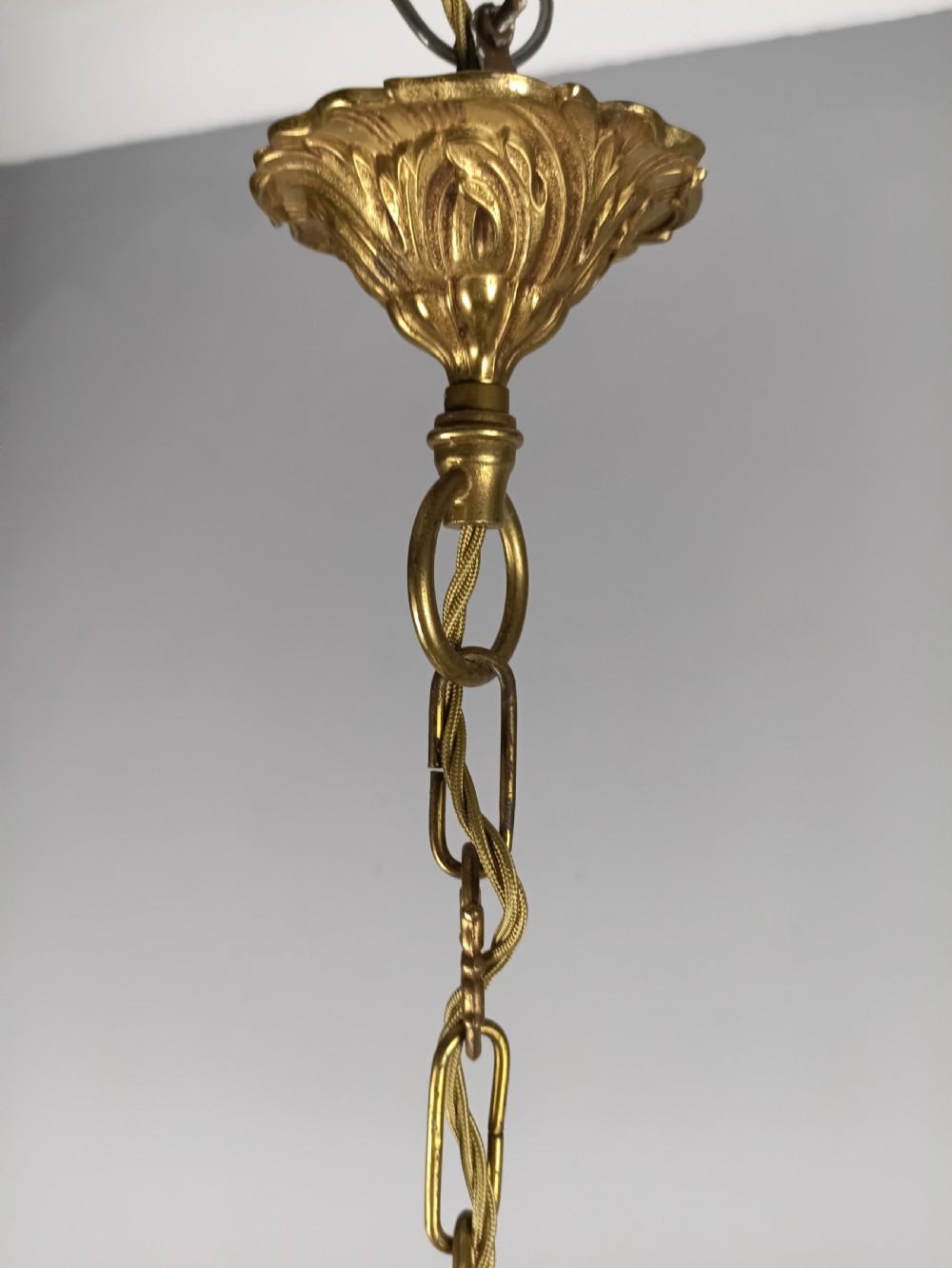 French 4 Light Gilt Brass Chandelier View VI