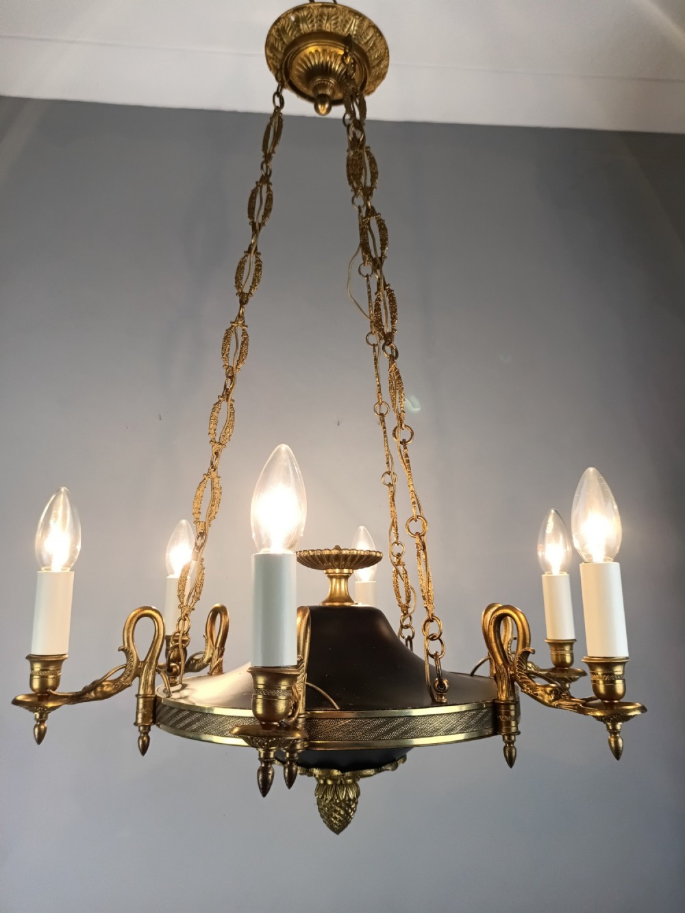 French 6 Light Empire Chandelier View II