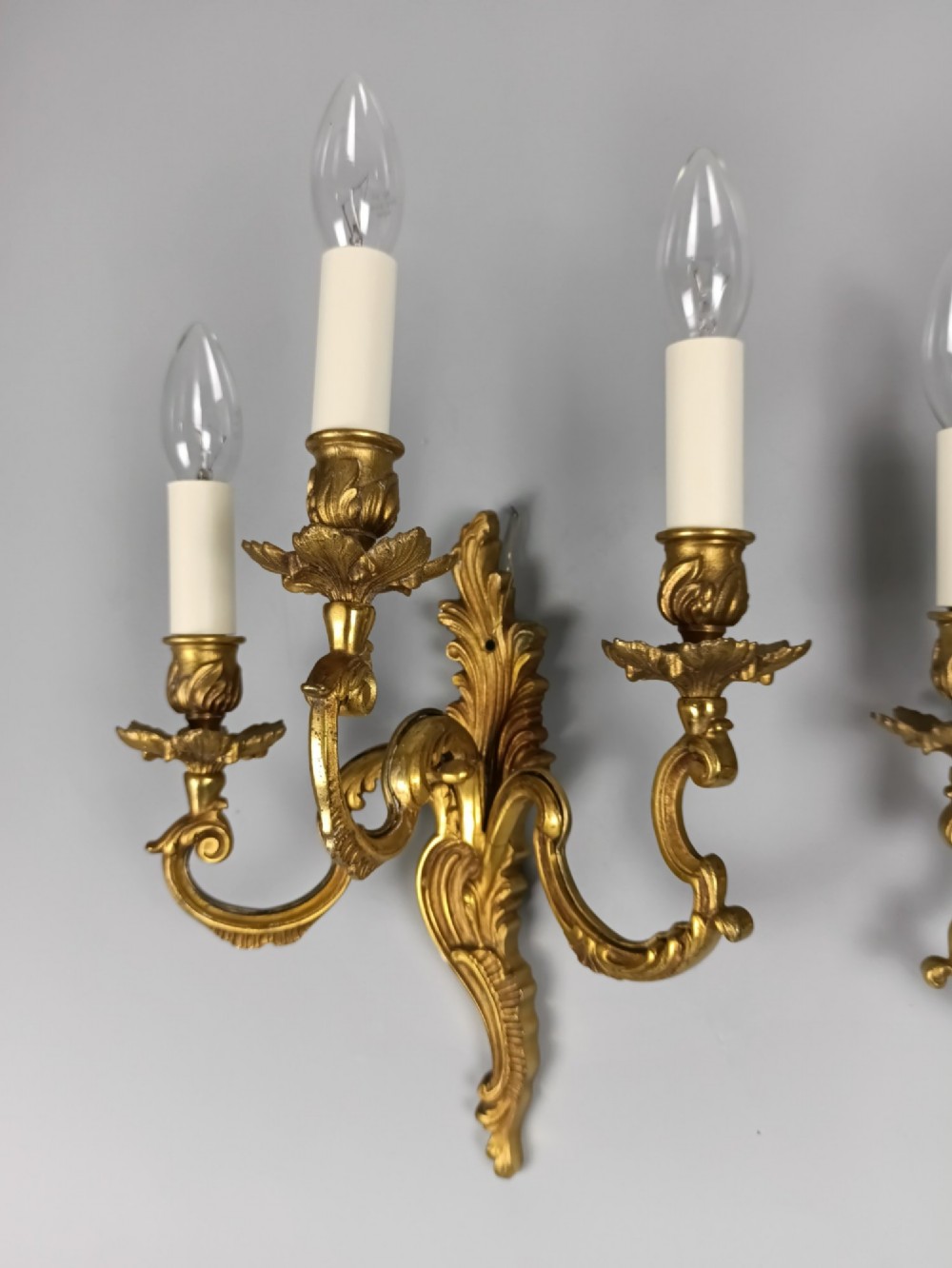 Pair Of French Triple Arm Gilded Brass Wall Lights View III