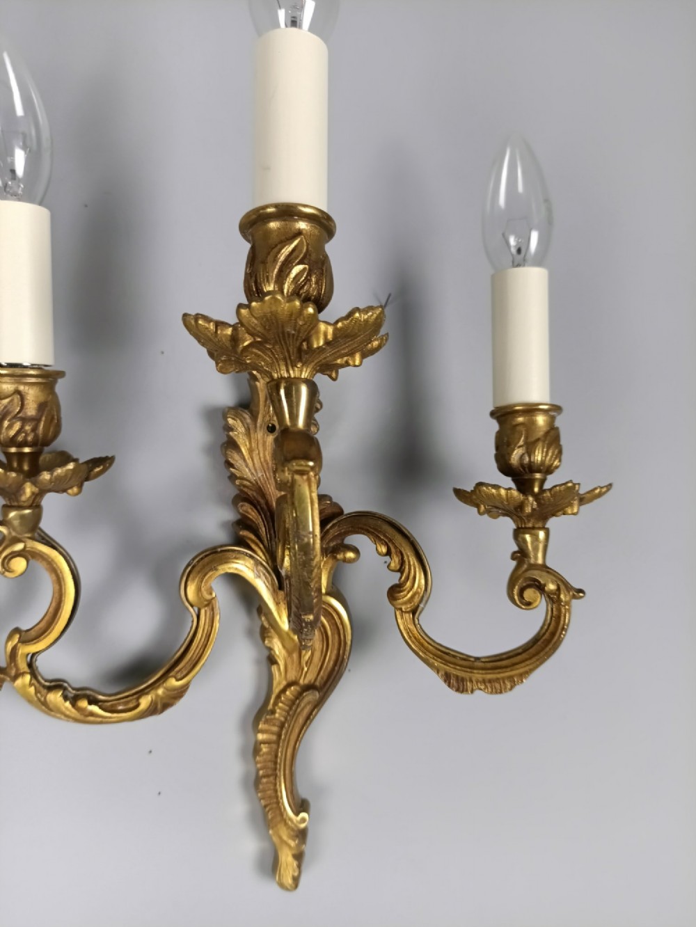 Pair Of French Triple Arm Gilded Brass Wall Lights View IV