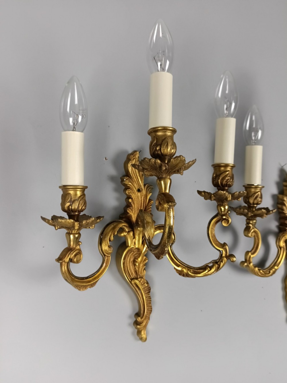 Pair Of French Triple Arm Gilded Brass Wall Lights View VI