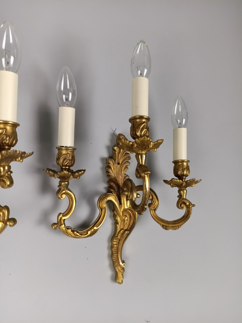 Pair Of French Triple Arm Gilded Brass Wall Lights View VII