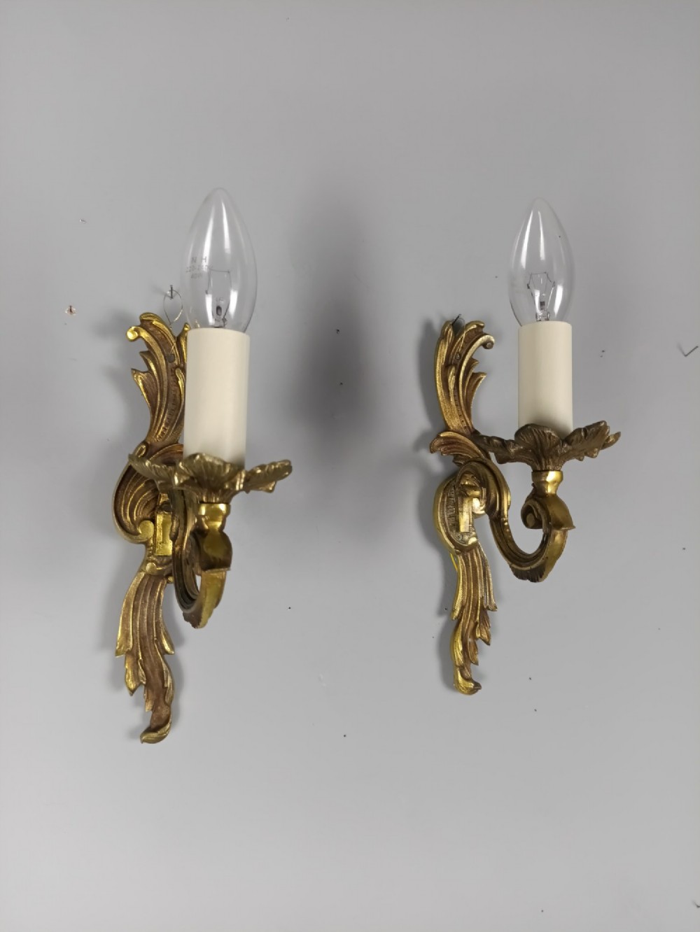 Pair Of French Gilt Brass Single Arm Wall Lights