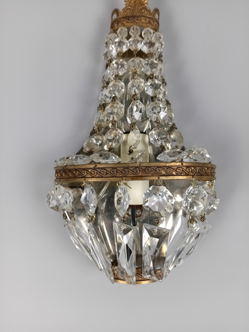 Pair Of French Single Light Crystal Tent Antique Wall Lights View VI
