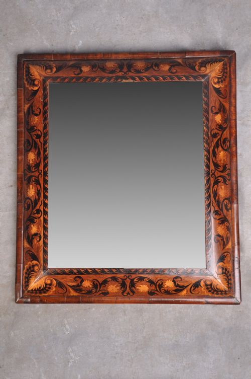 17th century walnut marquetry mirror - CATEGORY: ANTIQUE MIRRORS - DATED 17TH CENTURY
