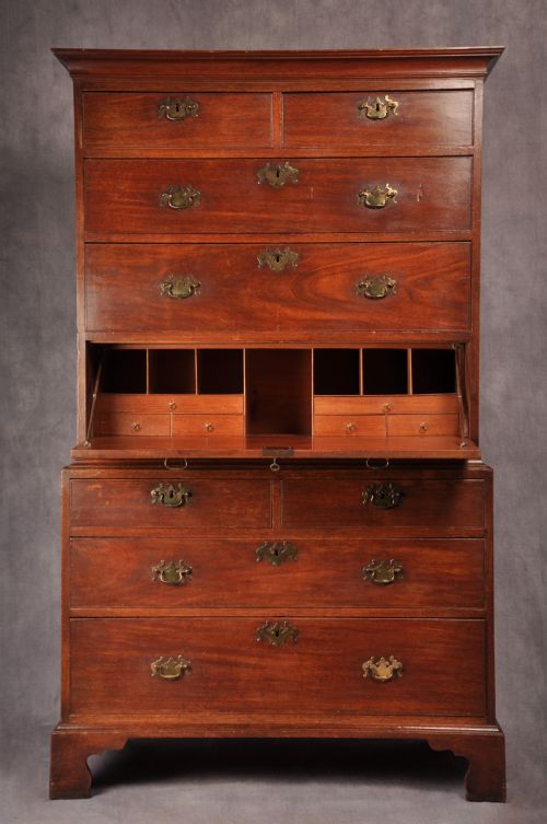 18th century mahogany secretaire tallboy - CATEGORY: ANTIQUE CHEST OF DRAWERS - DATED 18TH CENTURY