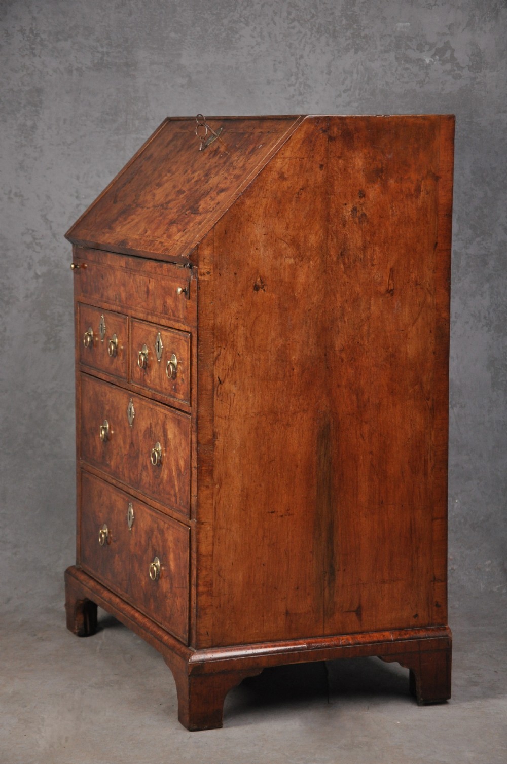 Small Early 18th Century Walnut Bureau View XV