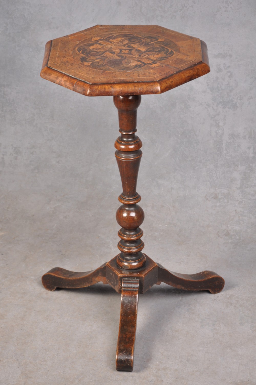 Rare 17th Century Walnut and Marquetry Candle Stand