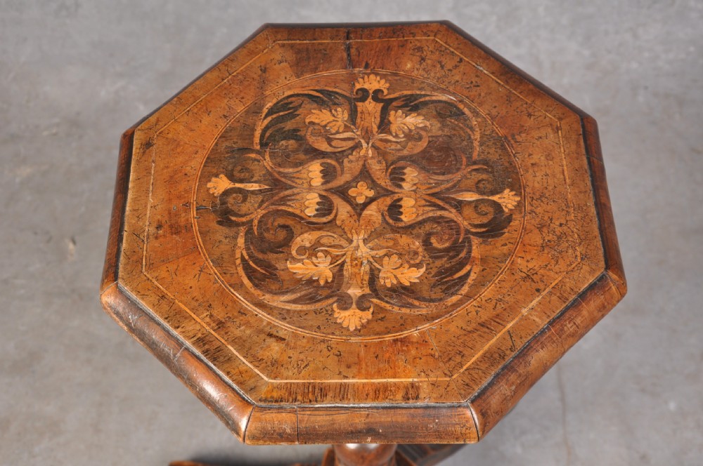 Rare 17th Century Walnut and Marquetry Candle Stand View II