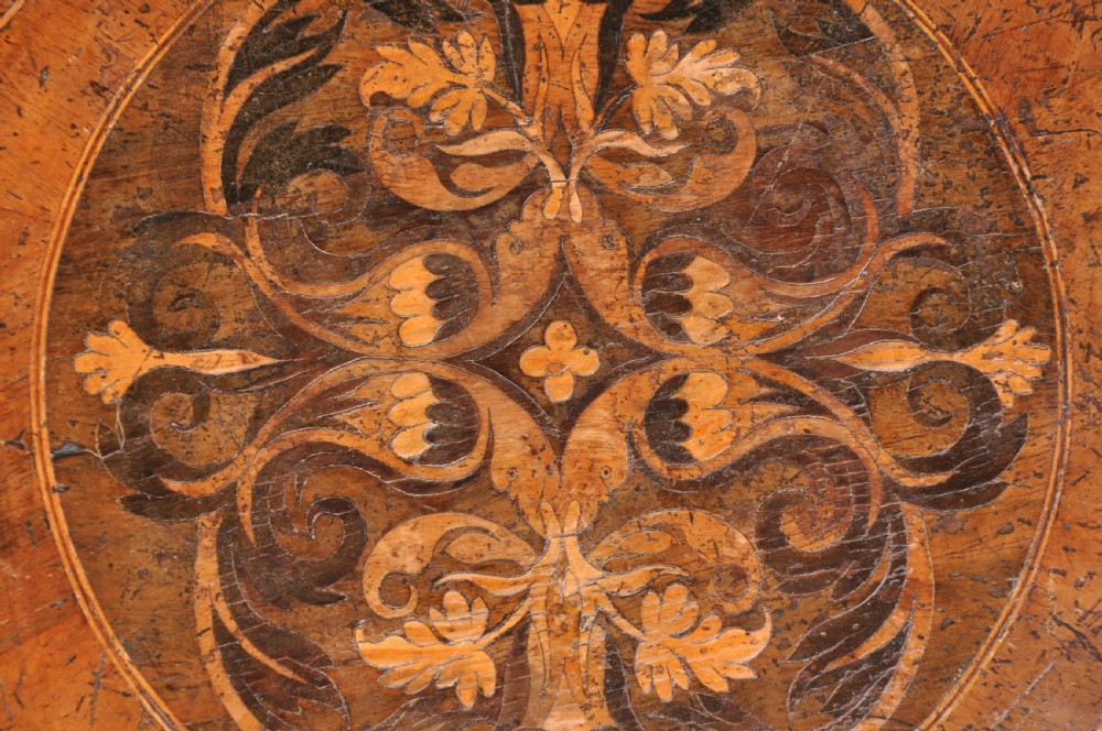 Rare 17th Century Walnut and Marquetry Candle Stand View III