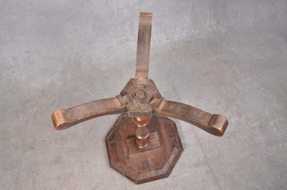 Rare 17th Century Walnut and Marquetry Candle Stand View IX