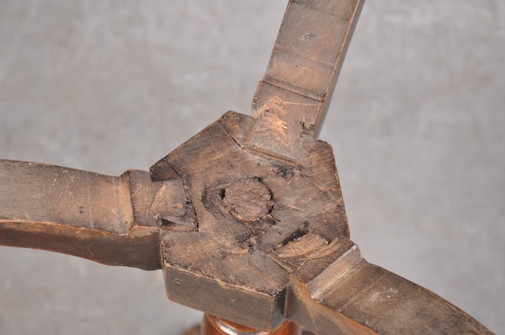 Rare 17th Century Walnut and Marquetry Candle Stand View X