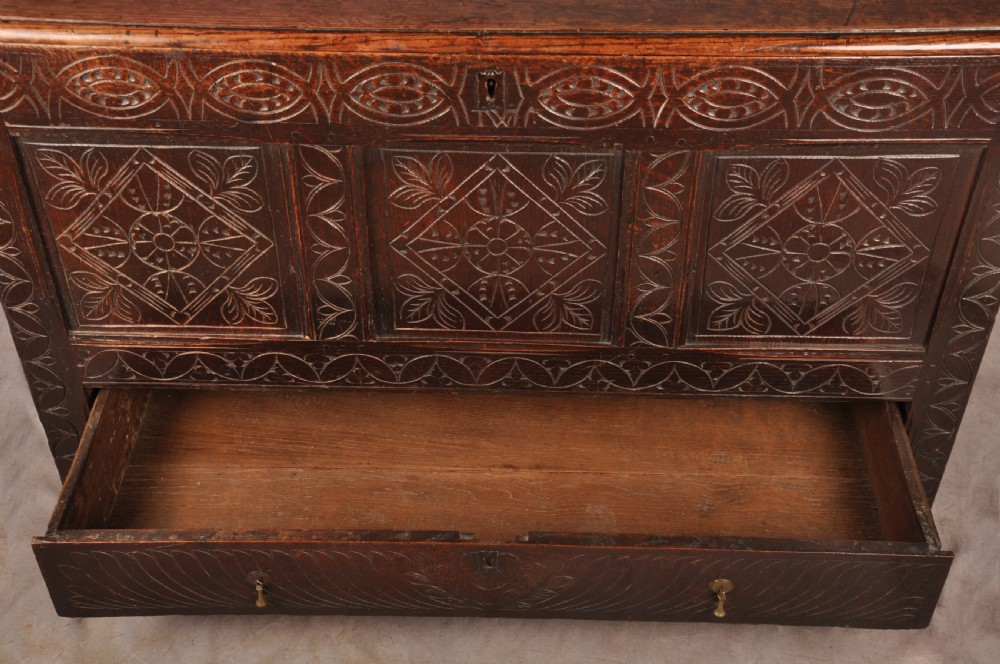 Rare 17th Century Dorset Oak Coffer View IX